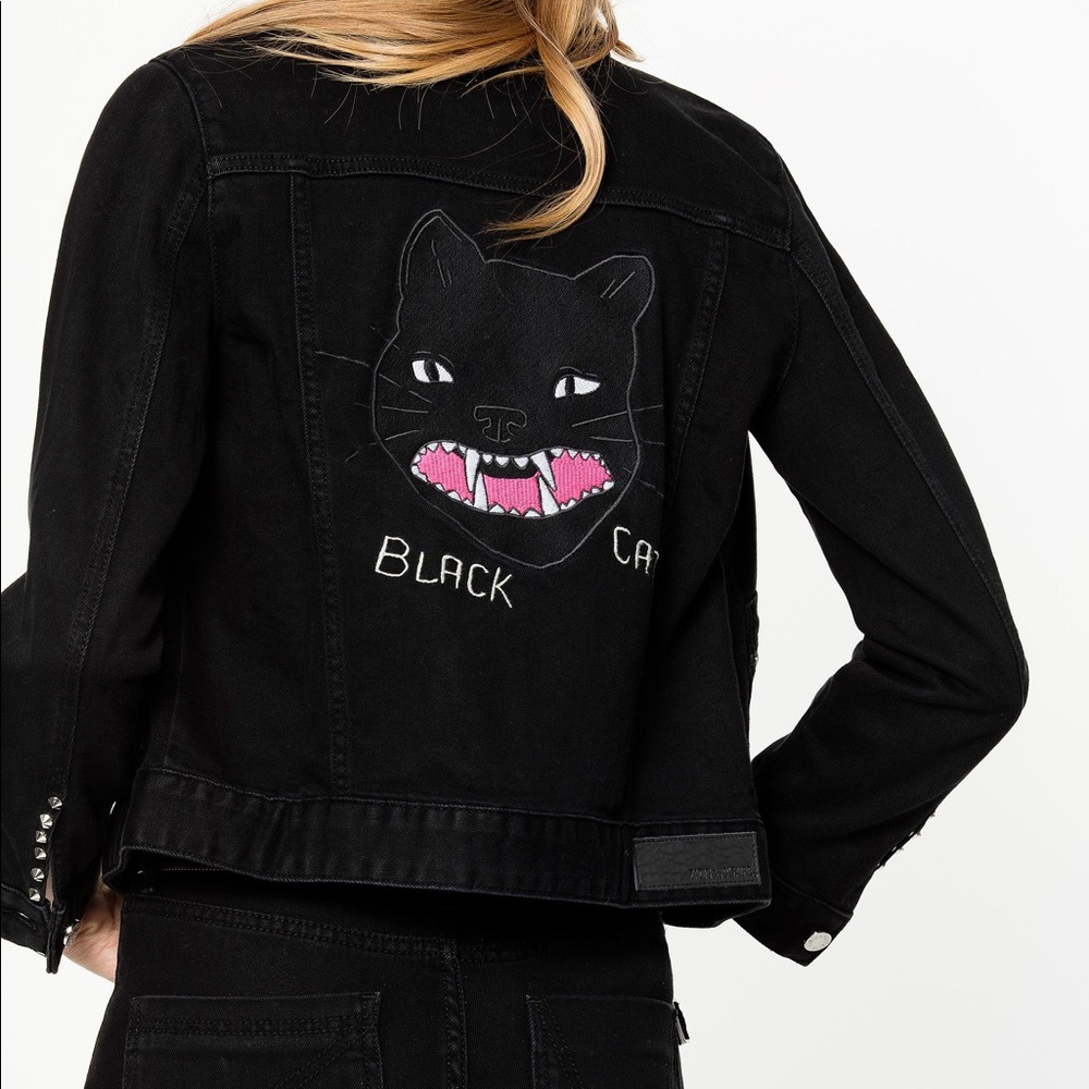 Zadig and Voltaire black cat jean jacket